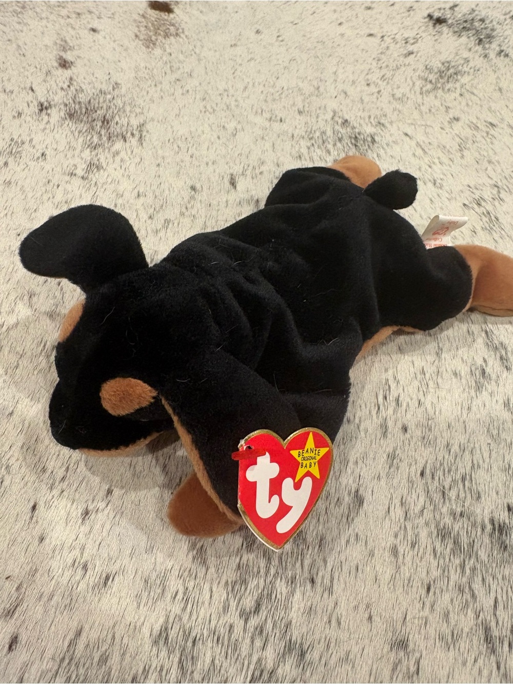 Ty Black and Brown Plush Dog Beanie Toy